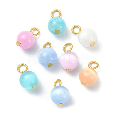 20Pcs Dyed Natural Selenite Round Charms PALLOY-JF02119-S-1