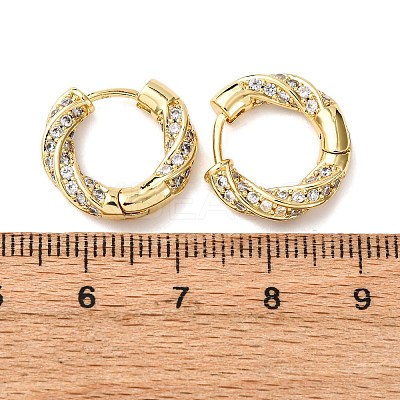 Brass Micro Pave Clear Cubic Zirconia Twist Hoop Earrings EJEW-K267-15G-1