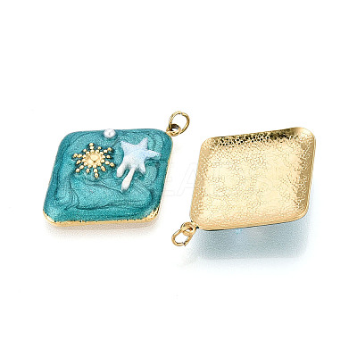 304 Stainless Steel and Enamel Resin ABS Imitation Pearl Pendants STAS-T069-84-1