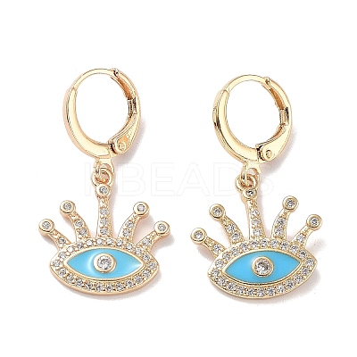 Real 18K Gold Plated Brass Dangle Leverback Earrings EJEW-L269-009G-03-1