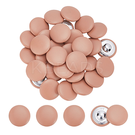 30Pcs 1-Hole PU Leather Shank Buttons BUTT-NB0001-92A-1