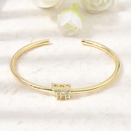 Brass Micro Pave Clear Cubic Zirconia Cuff Bangles for Women KK-CBAED06-08B-G-1