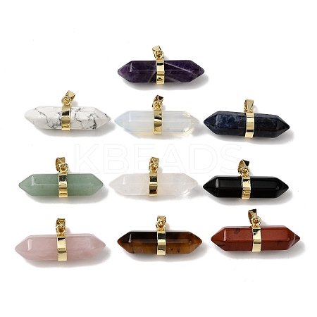 Natural & Synthetic Mixed Gemstone Double Terminal Pointed Pendants G-NH0001-15G-1