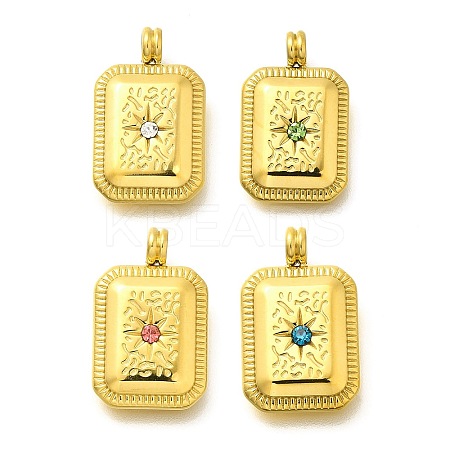 304 Stainless Steel Rhinestone Pendants STAS-M109-09G-1
