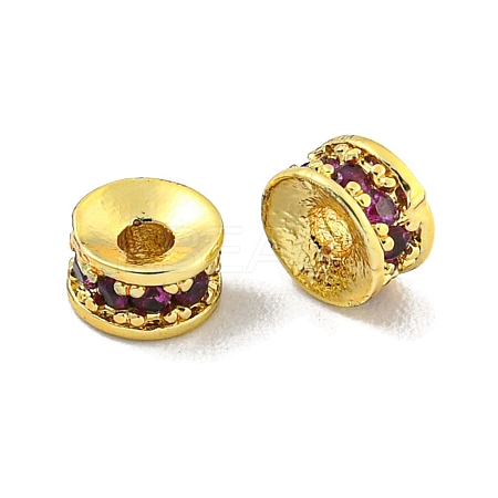 Brass Cubic Zirconia Spacer Beads KK-L215-004A-G01-1