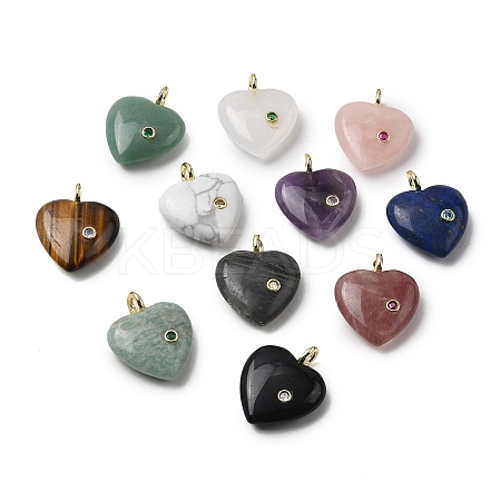 Natural Mixed Gemstone Pendants G-P588-01G-A-1