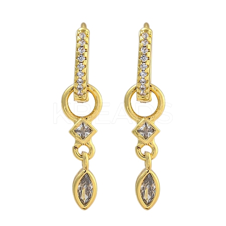 Rack Plating Brass Pave Clear Cubic Zirconia Hoop Earrings for Women EJEW-G410-46G-1