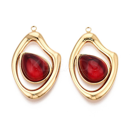 304 Stainless Steel and Glass Pendants STAS-T071-03C-G-1