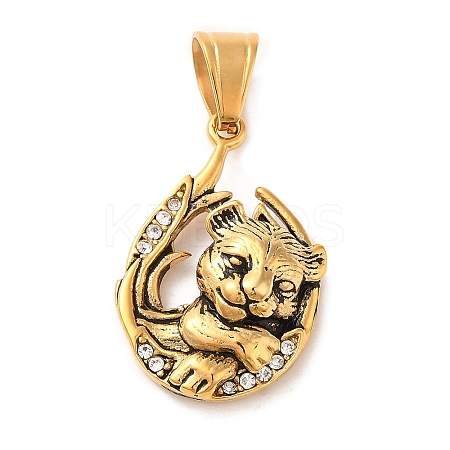 316L Stainless Steel Tibetan Style Rhinestone Pendants LS-STAS-D096-01A-AG-1