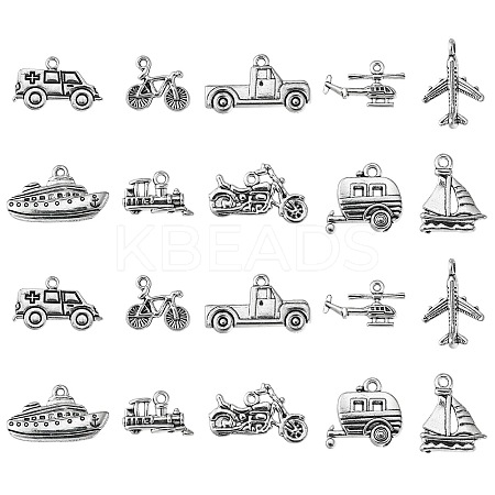 100pcs 10 Style Tibetan Style Alloy Pendants TIBEP-CJ0001-31-1