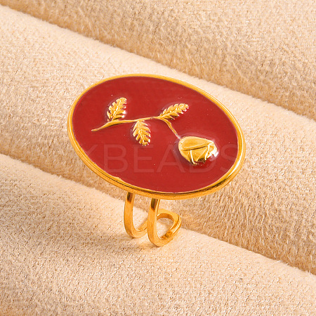 Adjustable 304 Stainless Steel with Enamel Cuff Open Rings for Women XR0969-3-1