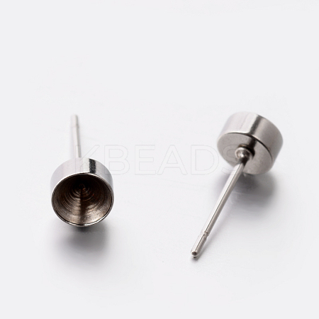 304 Stainless Steel Post Stud Earring Settings STAS-E074-17-1