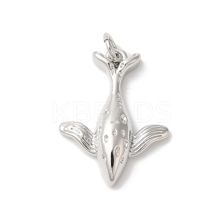 Rack Plating Whale Brass Pendants KK-Z056-04P-1