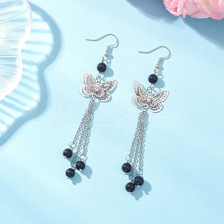 Brass Butterfly Dangle Earrings EJEW-JE06665-1
