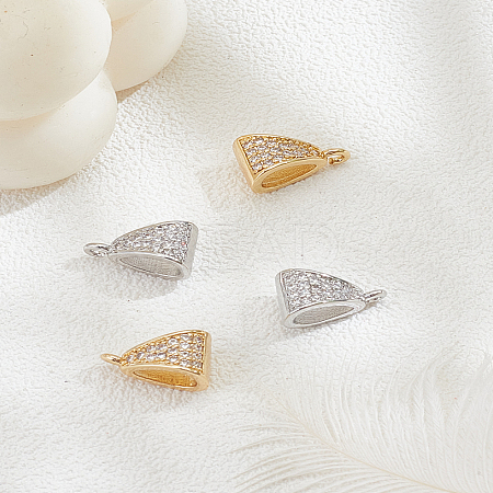 4Pcs 2 Colors Brass Micro Pave Cubic Zirconia Tube Bails FIND-LP0007-13-1