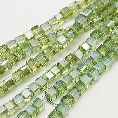 Electroplate Glass Beads Strands EGLA-D018-6x6mm-24-1