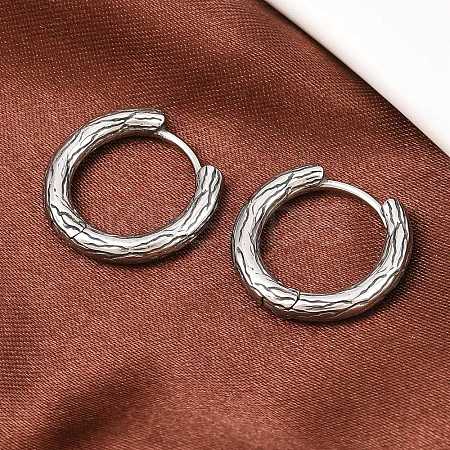 316 Surgical Stainless Textured Hoop Earrings EJEW-C160-10A-AS-1