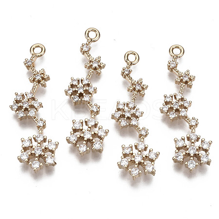 Brass Micro Pave Cubic Zirconia Pendants for Christmas KK-R111-038-1