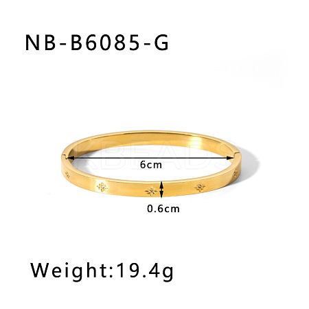 304 Stainless Steel Pave Cubic Zirconia Bangles FS-WG09E60-27-1