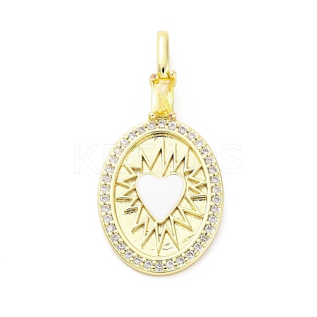Brass Micro Pave Cubic Zirconia Enamel Pendants KK-D325-23G-01-1