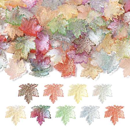 90Pcs 9 Colors Baking Paint Transparent Glass Pendants DGLA-CJ0001-05-1