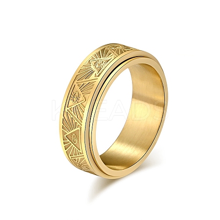 Eye Pattern Stainless Steel Rotating Finger Ring PW-WG69410-10-1