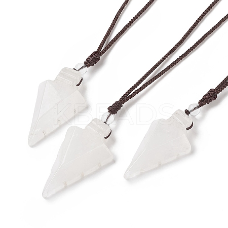 Natural Quartz Crystal Arrow Pendant Necklace NJEW-C031-02D-1