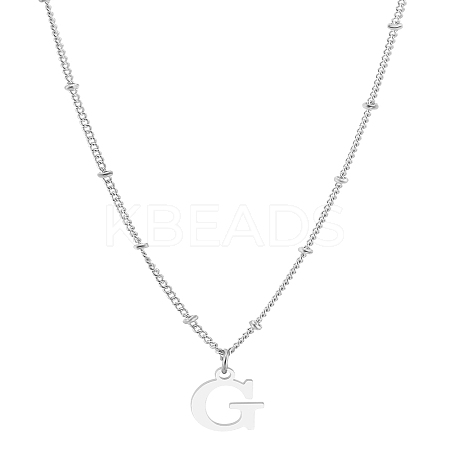 1Pc Brass Chain & 304 Stainless Steel Letter Pendant Necklaces NJEW-LP0001-35G-P-1