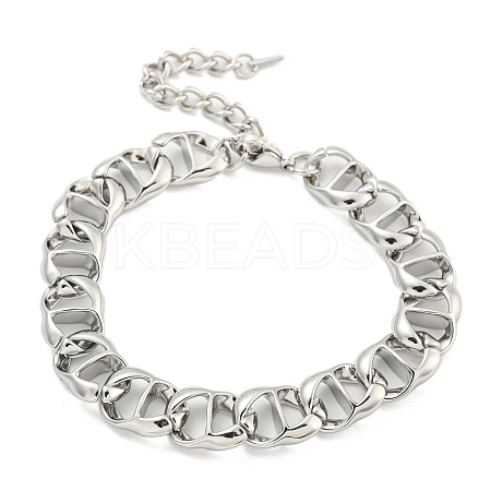 Non-Tarnish 304 Stainless Steel Twisted Chain Bracelets for Women BJEW-A017-02P-1