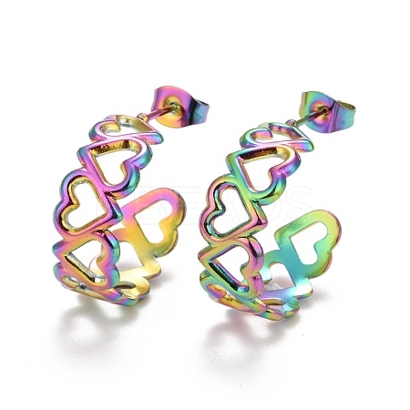 Ion Plating(IP) Rainbow Color 304 Stainless Steel Stud Earrings for Women STAS-A057-12MC-1