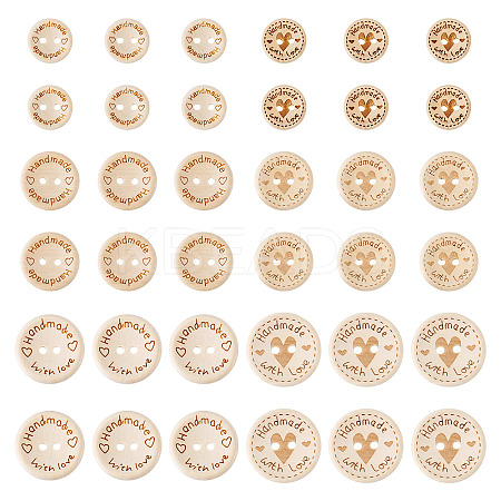 120Pcs 6 Styles Wooden Buttons BUTT-TA0001-33-1