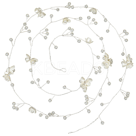 Handmade Imitation Pearl with Polyester and Resin Flower Headbands Hair Vine for Bride OHAR-WH20010-07S-1