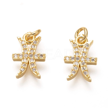 Brass Micro Pave Clear Cubic Zirconia Pendants ZIRC-P081-G07-RS-1
