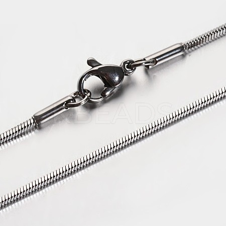 Non-Tarnish 304 Stainless Steel Square Snake Chain Necklaces LS-NJEW-M114-32-P-1