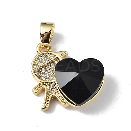 Real 18K Gold Plated Rack Plating Brass Micro Pave Clear Cubic Zirconia Pendants KK-C015-21G-17-1