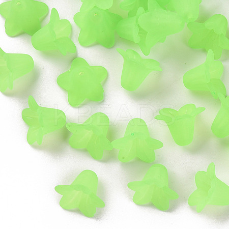 Green Frosted Transparent Acrylic Flower Beads X-PLF018-05-1