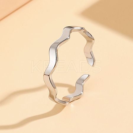 201 Stainless Steel Open Cuff Rings for Women FS-WG5C506-01-1