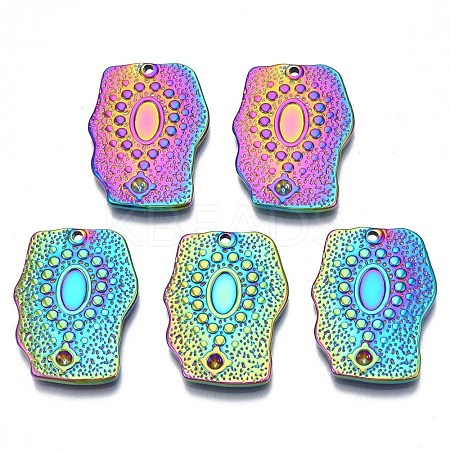 Rainbow Color 304 Stainless Steel Pendant Rhinestone Settings STAS-S119-070-1
