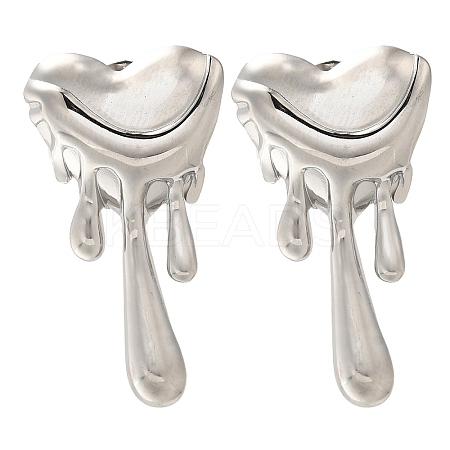 304 Stainless Steel Heart Stud Earrings EJEW-I312-12P-1