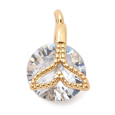 Brass Micro Pave Clear Cubic Zirconia Charms ZIRC-F146-02G-1