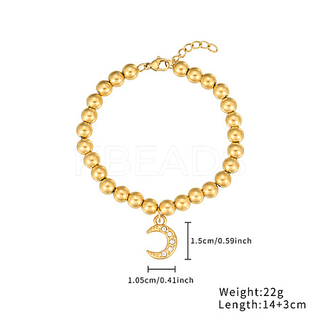 Stainless Steel Crystal Rhinestone Ball Beaded Bracelets with Pendants DM8226-1-1