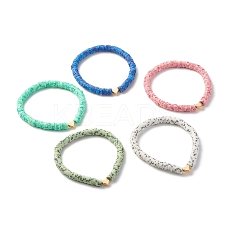 Handmade Polymer Clay Heishi Beads Stretch Bracelet BJEW-JB07392-1