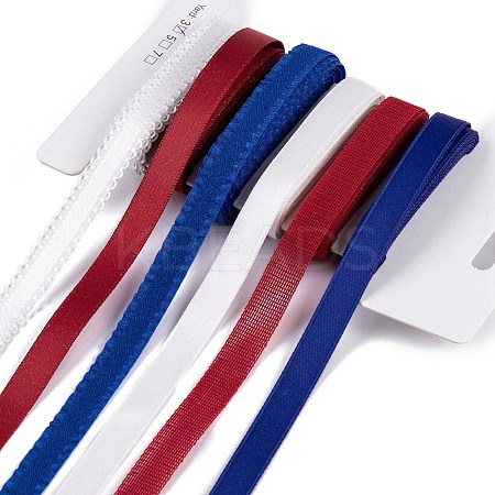 18 Yards 6 Styles Independence Day Polyester & Polycotton Ribbons Sets SRIB-A015-02B-01-1