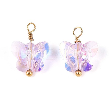 Electroplate Glass Butterfly Charms STAS-N110-12G-1