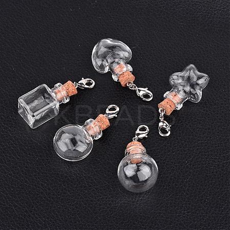 Mixed Shapes Glass Wishing Bottle Pendants HJEW-JM00186-1