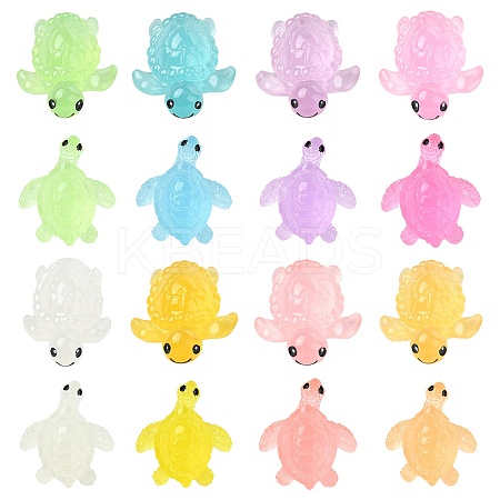 80Pcs 16 Styles Luminous Resin Sea Turtle Figurine Decoration FIND-CJ0003-49-1
