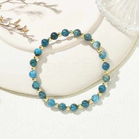 Natural Apatite & Synthetic Hematite Non-magnetic Beaded Stretch Bracelets for Women BJEW-JB13940-02-1