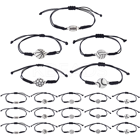 20Pcs 5 Styles Sport Theme Alloy Link Bracelets BJEW-GA0001-20-1