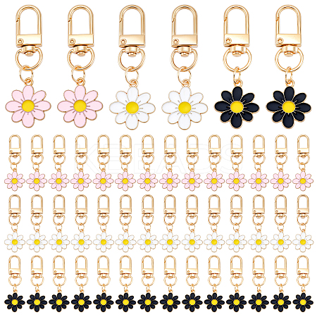 60Pcs 3 Colors Zinc Alloy Enamel Flower Pendant Decorations HJEW-TW0001-01-1