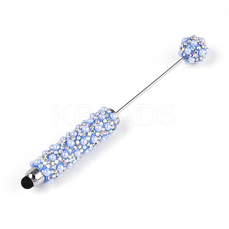 ABS Imitation Pearl & Polymer Clay Pave Rhinestone Touch Screen Stylus AJEW-T013-06B-1